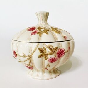 Vintage Floral Ceramic Jar with Lid